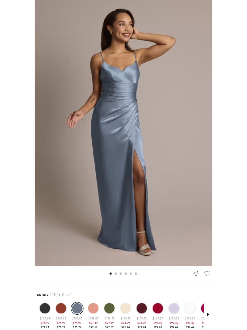 Steel Blue Charmuse David's Bridal Size 18